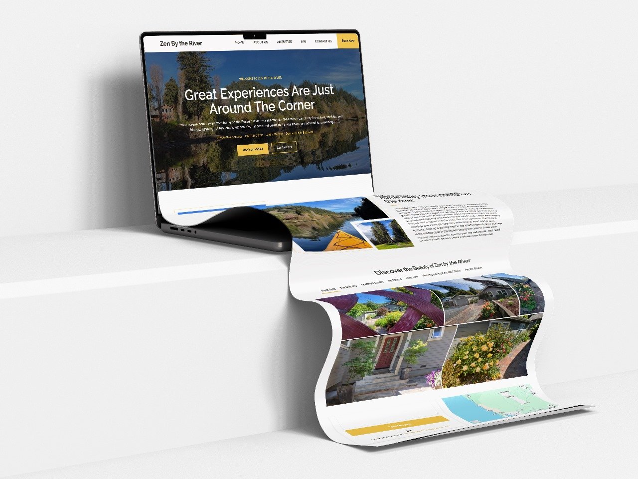 Zen By the River website — riverside vacation rental homepage